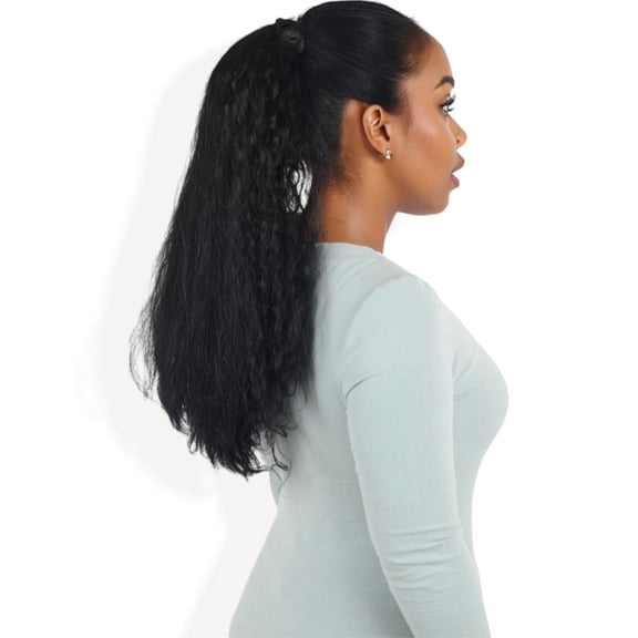 Curly Ponytail Extension Drawstring Ponytail Extension 16 Inch Kinky Curly Pony Tail Hair Extensions Fake Hairpieces- Dark Brown