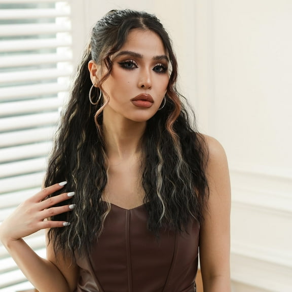 Curly Ponytail Extension Highlights Brown Golden Claw Clip Ponytail Extension Synthetic Hair Extensions