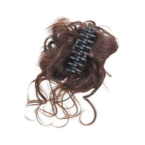 Curly Ponytail Hairpiece Clip In Claw Design For Voluminous Bun Hairstyle Dark Brown