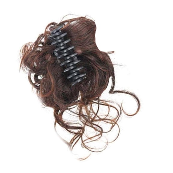 Curly Ponytail Hairpiece Clip In Claw Design For Voluminous Bun Hairstyle Dark Brown