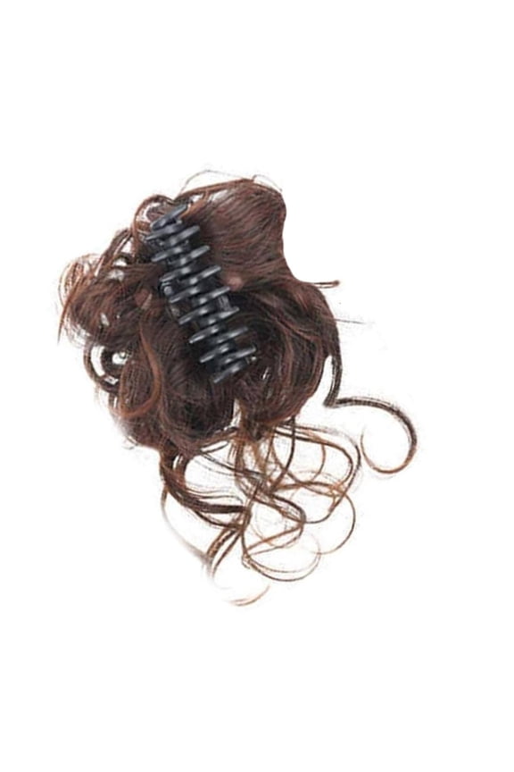 Curly Ponytail Hairpiece Clip In Claw Design For Voluminous Bun Hairstyle Dark Brown