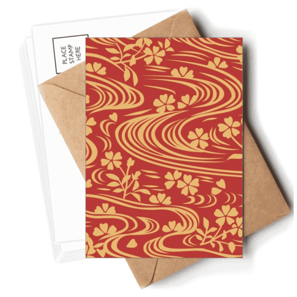 Curly Red Japanese Culture Flower Postcards Envelopes Blank Note Cards Mailing