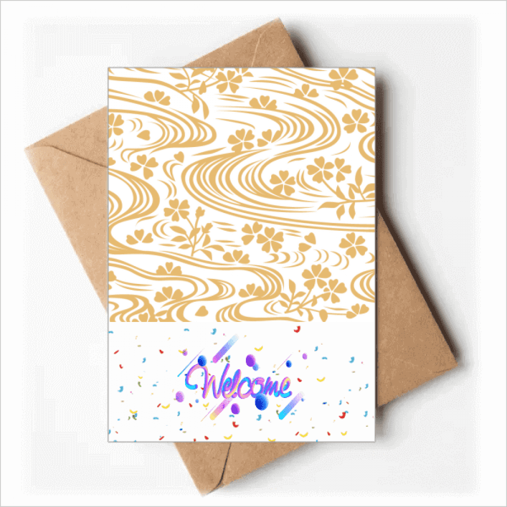 Curly Red Japanese Culture Flower Welcome Back Greeting Cards Envelopes Blank