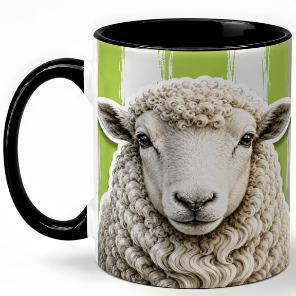 Curly Sheep Coffee Mug, Farm Animal Mug, Ceramic 11 oz