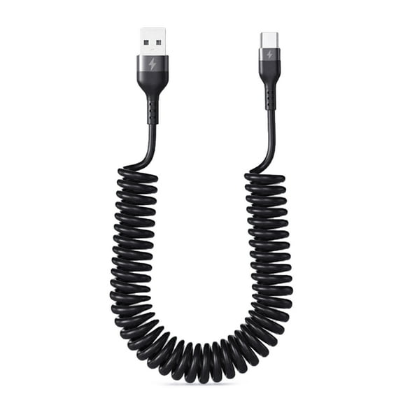 Curly USB A to USB C Cord 5A Spring USB C Cable Home,Travel Car Spring Fast Charging Cable Accessories