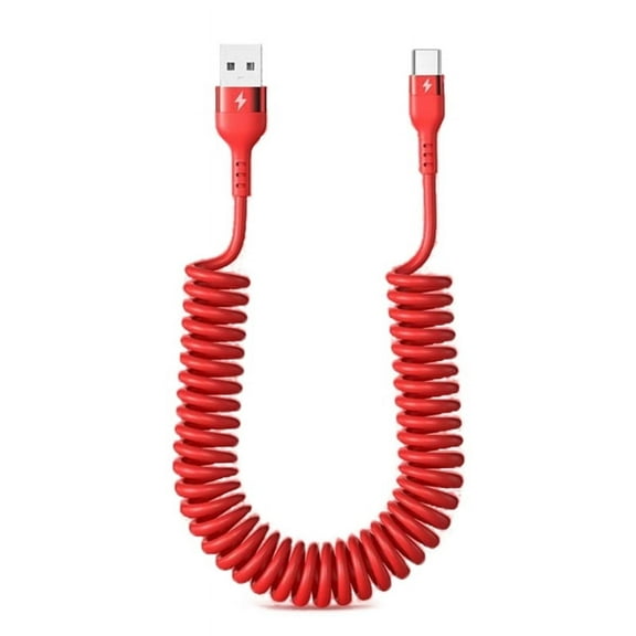 Curly USB A to USB C Fast Charger Cord 5A Spring USB C Cable Accessories