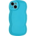 thumbnail image 1 of Curly Wave Frame Solid Color Soft Compatible with iPhone Case (Blue,iPhone 13), 1 of 8