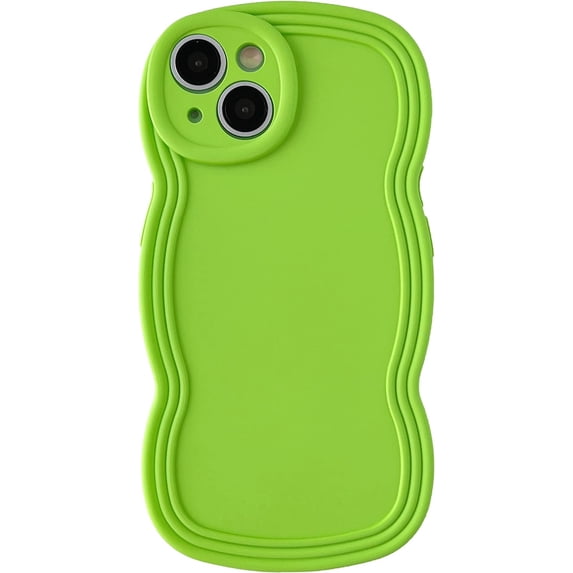 Curly Wave Frame Solid Color Soft Compatible with iPhone Case (Green,iPhone 12 Pro Max)