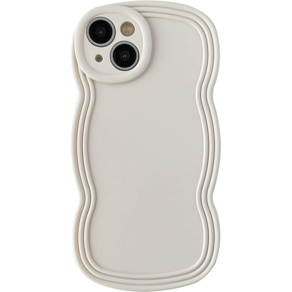 Curly Wave Frame Solid Color Soft Compatible with iPhone Case (White,iPhone X/Xs)
