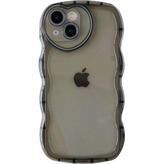 Curly Wave Shape Love Heart Camera Lens Protection Clear Soft Compatible with iPhone Case (Black,iPhone 13 Pro)
