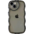 thumbnail image 1 of Curly Wave Shape Love Heart Camera Lens Protection Clear Soft Compatible with iPhone Case (Black,iPhone 14), 1 of 7