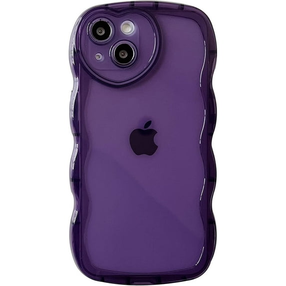 Curly Wave Shape Love Heart Camera Lens Protection Clear Soft Compatible with iPhone Case (Purple,iPhone 13)