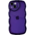thumbnail image 1 of Curly Wave Shape Love Heart Camera Lens Protection Clear Soft Compatible with iPhone Case (Purple,iPhone 14 Pro), 1 of 7