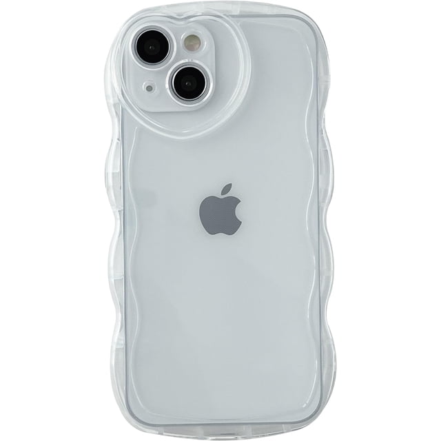 Curly Wave Shape Love Heart Camera Lens Protection Clear Soft Compatible with iPhone Case (White,iPhone 11)