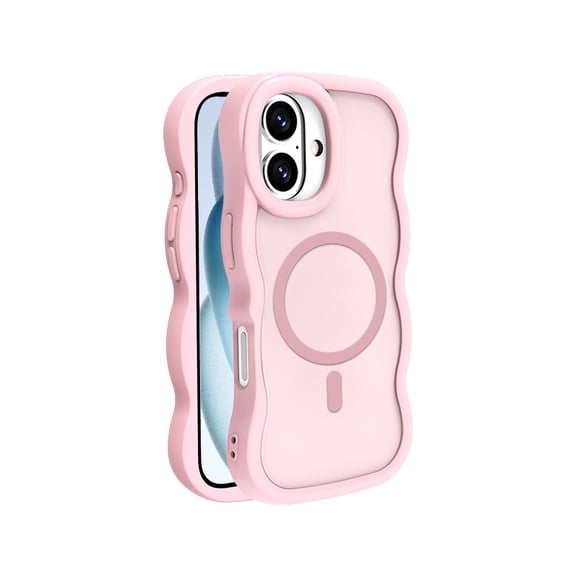 Curly Wavy Frame Matte Clear Magnetic Case for iPhone 14/15/16/17 Plus Pro Pro Max Shockproof TPU Bumper Cover