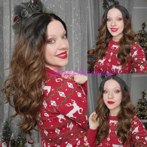 Curly Wig Glueless Lace Front Wigs Highlight Brown Color Natural Brown Synthetic Short Loose Curly Wet and Wavy Hair Heat Resistant Fiber Hair for Women 16inch Mix Brown