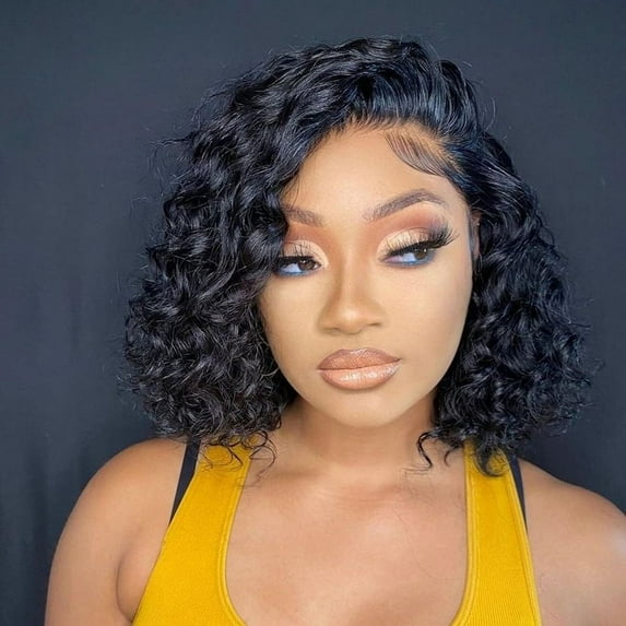 Curly Wigs For Black Women Kinky Curly Lace Front Wig Human Hair 13x4 Lace Frontal Wigs for Black Women 180% Density 14 inch Natural color