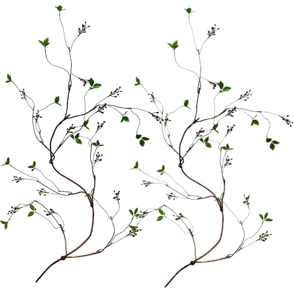 Curly Willow Branches Artificial Tree Vines with Fruits and Leaves Flexible Plant Stems Jungle Greenery Twigs Liana for Home Wedding Garden Wall Background Decor 67 inches (Green - Pack of 2)