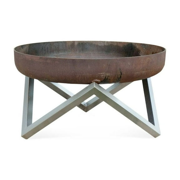 Curonian Memel Modern Outdoor Patio Steel Fire Pit, Medium