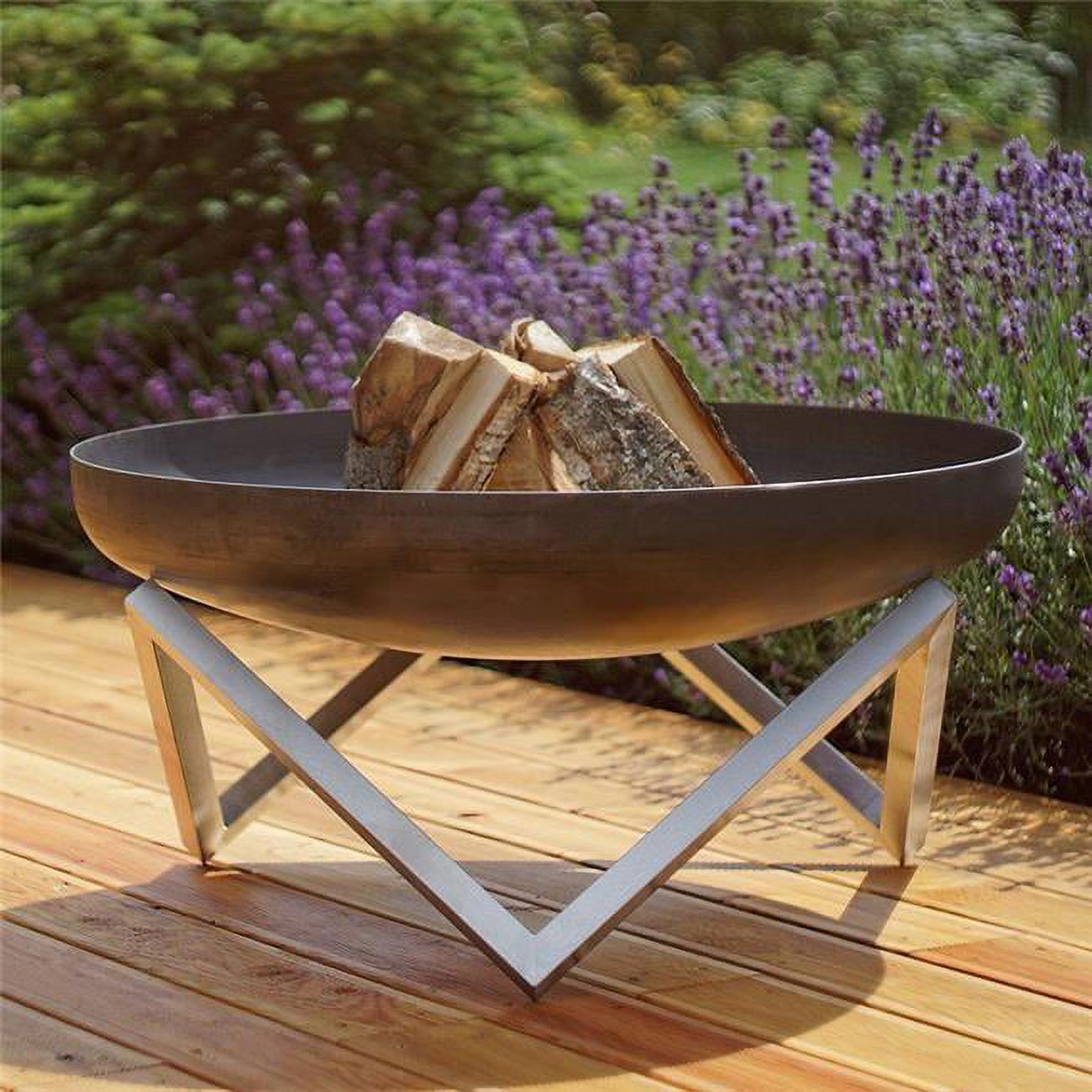 Curonian Z790MemelSt 31 in. Memel Stainless Steel Wood Burning Fire Pit - Silver&#44; Large&#44; 16 x 31 x 31 in. - image 1 of 1