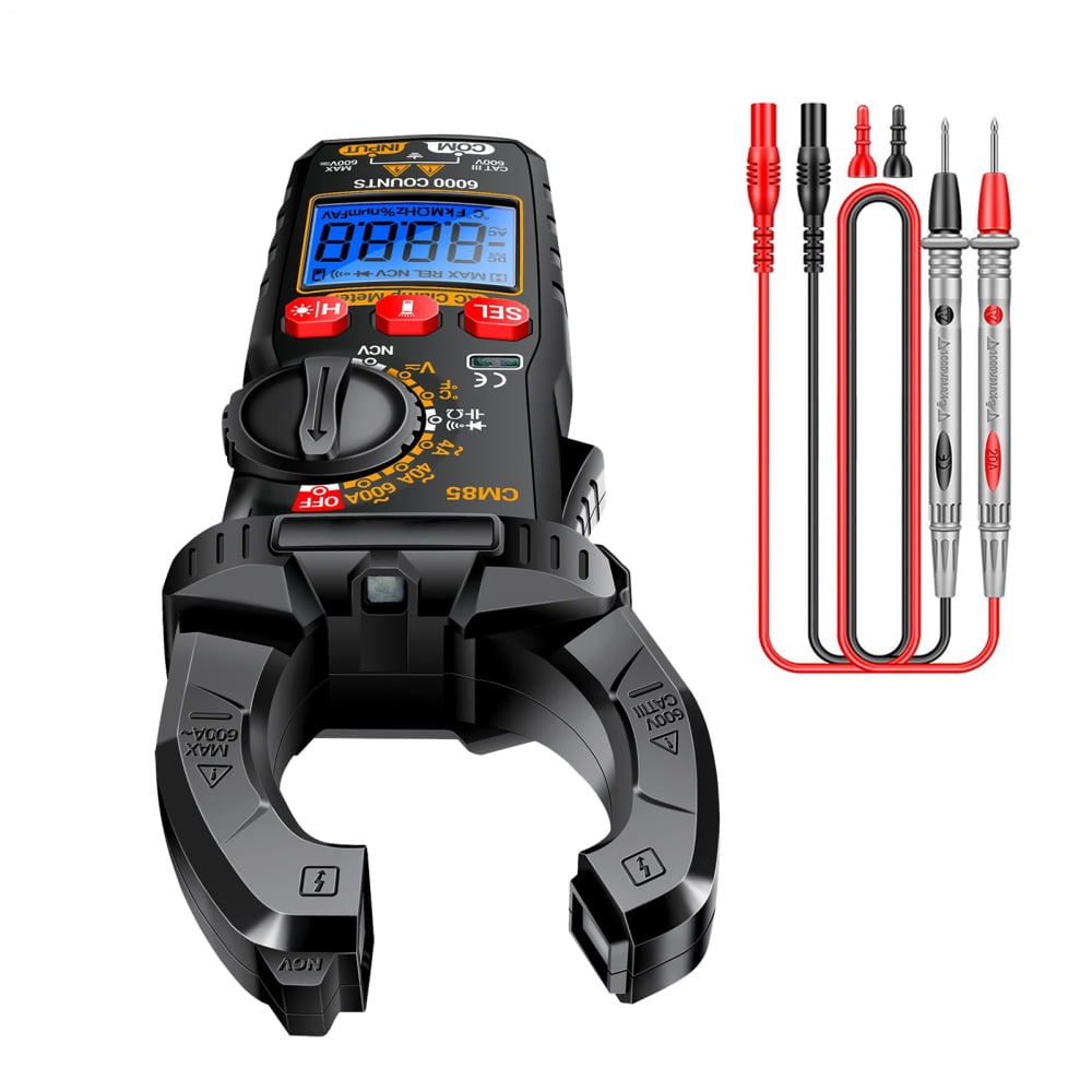 UT207B Digital Clamp Meter - 1000A AC/DC, True RMS, 6000 Count, With Flashlight & Backlight