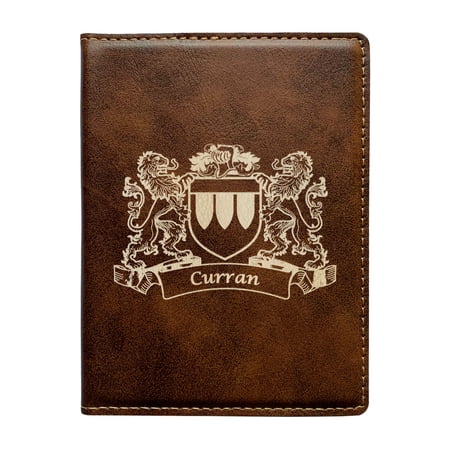 Curran Irish Coat of Arms Leather Passport Wallet