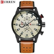 Curren 8250 Black Large Dial Fashion Mens Watch Three-Eye Waterproof Quartz Watch