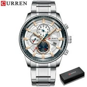 Curren Brand Men Sport Watches Causal Stainless Steel Band Wristwatch Chronograph Auto Date Clock Male Relogio Masculino - Quartz Wristwatches