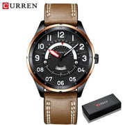 Curren Casual Business Leather Strap Watch For Men Luxury Brand Military Green Clock Men Quartz Wristwatch Male Calendar Watch - Quartz Wristwatches