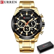 Curren Fashion Casual Stainless Steel Watches Men's Quartz Wristwatch Chronograph Sports Watch Luminous Pointers Clock Male - Quartz Wristwatches