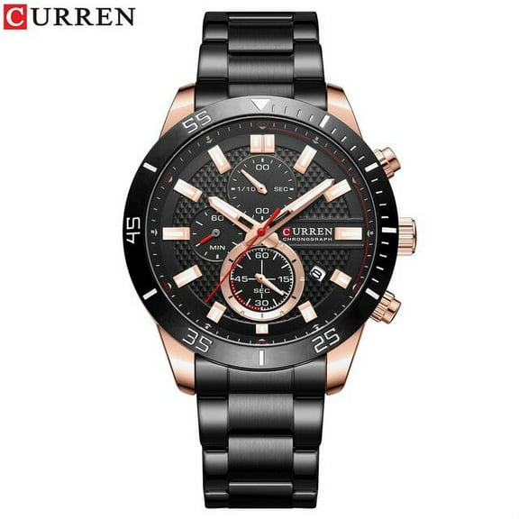 Curren Fashion Men's Chronograph Watches Stainless Steel Band Luxury Brand Wristwatches For Male With Luminous - Quartz Wristwatches