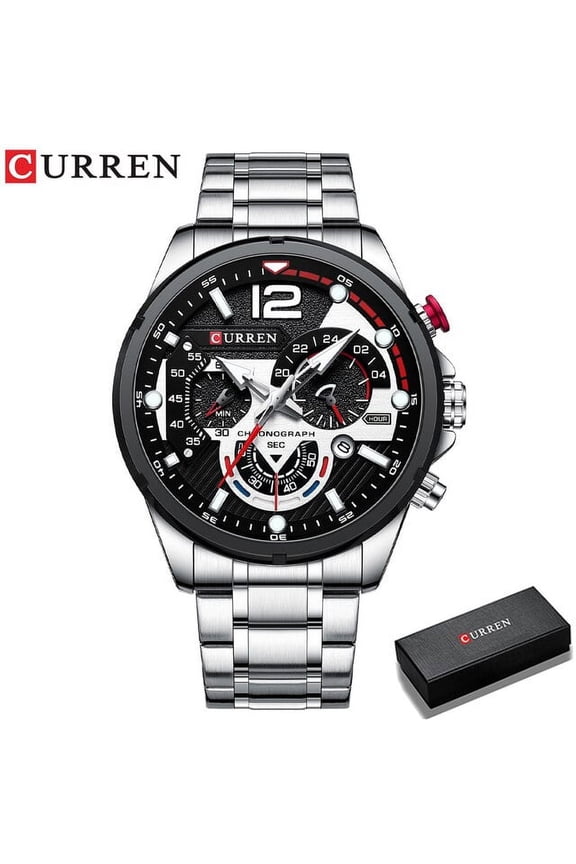 Curren Fashion Quartz Watches Men Casual Sport Wristwatch With Stainless Steel Chronograph Dial Clock With Luminous - Quartz Wristwatches