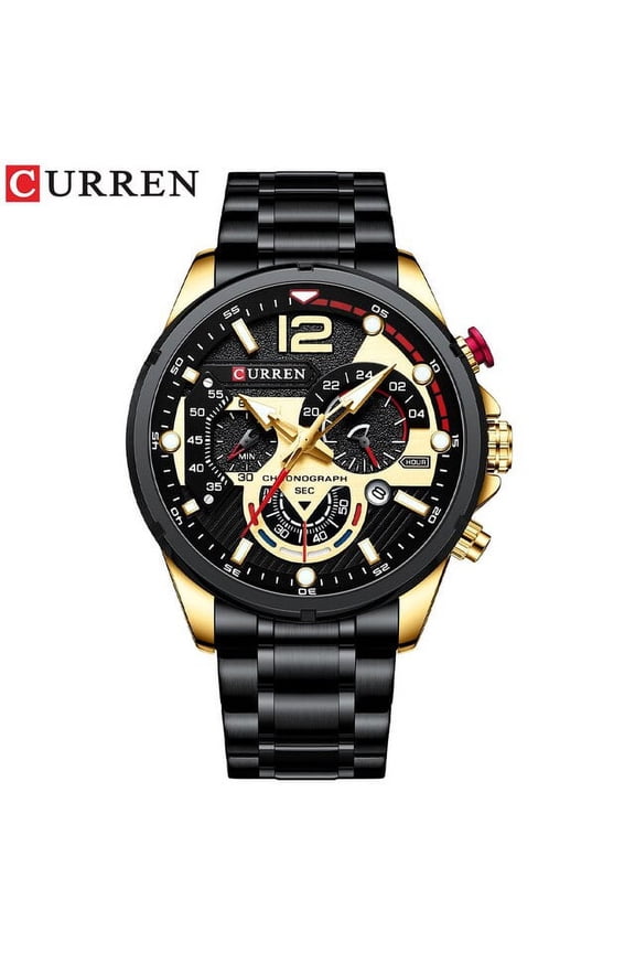 Curren Fashion Quartz Watches Men Casual Sport Wristwatch With Stainless Steel Chronograph Dial Clock With Luminous - Quartz Wristwatches