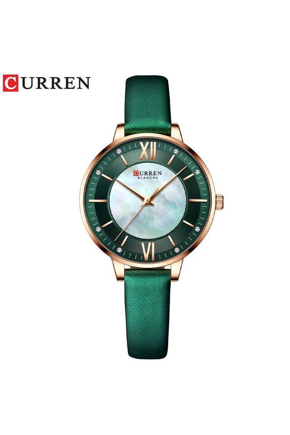 Curren Ladies Watches Green Quartz Wrist Women Luxury Branded Clock Elegant Charming Leather Wristwatches 2021 - Quartz Wristwatches
