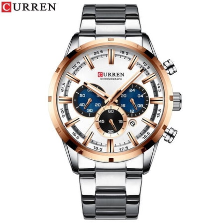 Curren Luxury Fashion Quartz Watches Classic Silver And Black Clock Male Watch Men's Wristwatch With Calendar Chronograph - Quartz Wristwatches