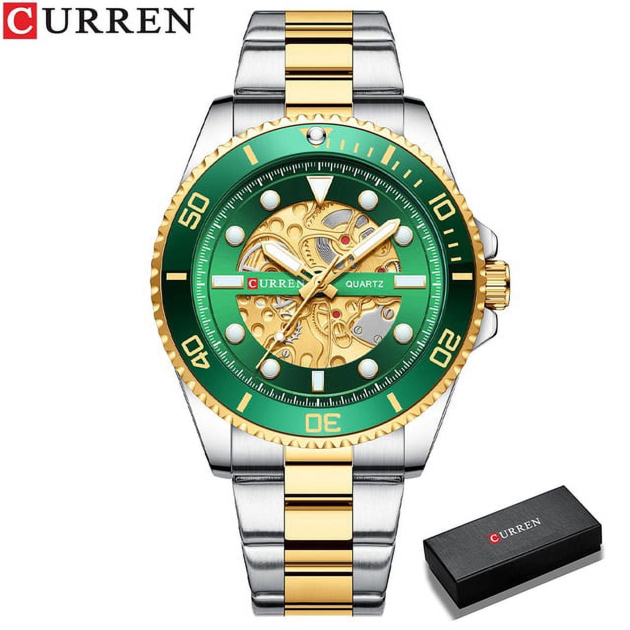 Curren Luxury Gold Stainless Steel Band Watches Lumious Quartz Wristwatches For Men Casual Bussiness Clock Male 8412 - Quartz Wristwatches