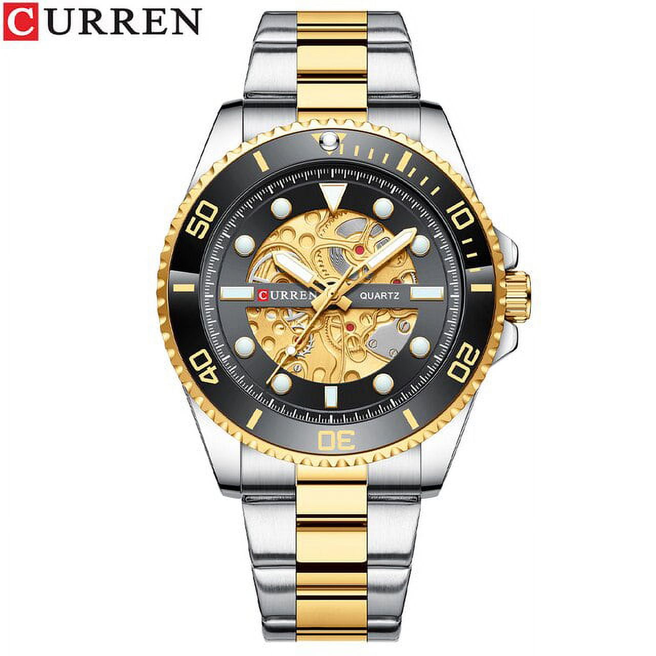 Curren Luxury Gold Stainless Steel Band Watches Lumious Quartz Wristwatches For Men Casual Bussiness Clock Male 8412 - Quartz Wristwatches