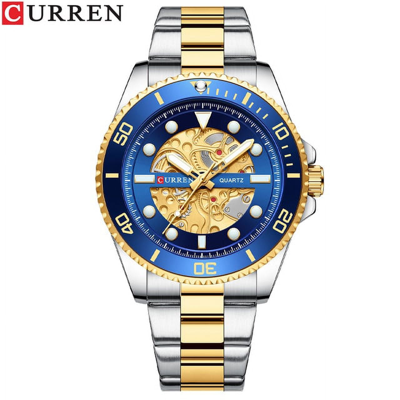 Curren Luxury Gold Stainless Steel Band Watches Lumious Quartz Wristwatches For Men Casual Bussiness Clock Male 8412 - Quartz Wristwatches