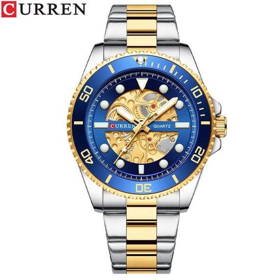 Curren Luxury Gold Stainless Steel Band Watches Lumious Quartz Wristwatches For Men Casual Bussiness Clock Male 8412 - Quartz Wristwatches