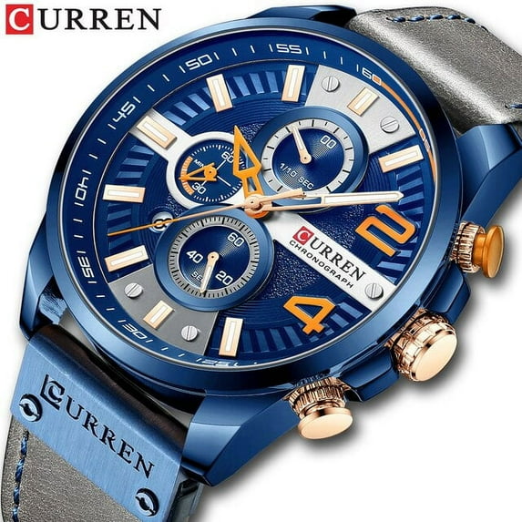 Curren Man Luxury Big Brand Leather Quartz Wristwatches With Chronograph New Fashion Trend Male Watches - Quartz Wristwatches