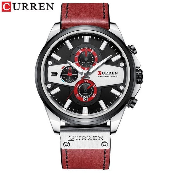 Curren Man Watches Fashion Casual Quartz Sporty Wristwatches Blue Clock Male Chronograph Leather Watch - Quartz Wristwatches
