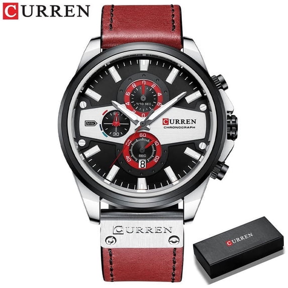 Curren Man Watches Fashion Casual Quartz Sporty Wristwatches Blue Clock Male Chronograph Leather Watch - Quartz Wristwatches