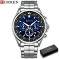 thumbnail image 1 of Curren Men's Luxury Watches Fashion Sporty Wristwatches Male Chronograph Quartz Stainless Steel Clock With Luminous Hands - Quartz Wristwatches, 1 of 6