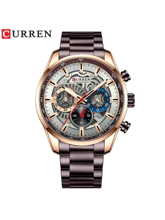 Curren Mens Luxury Casual Quartz Wristwatches With Luminous Hands Sport Chronograph Clock Stainless Steel Wrist Watches For Male - Quartz Wristwatches