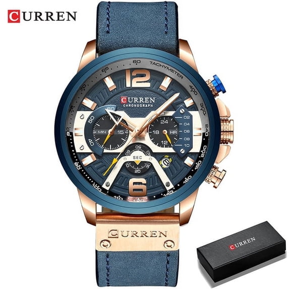 Curren Mens Watches Top Brand Luxury Leather Sports Watch Men Fashion Chronograph Quartz Man Clock Waterproof Relogio Masculino - Quartz Wristwatches