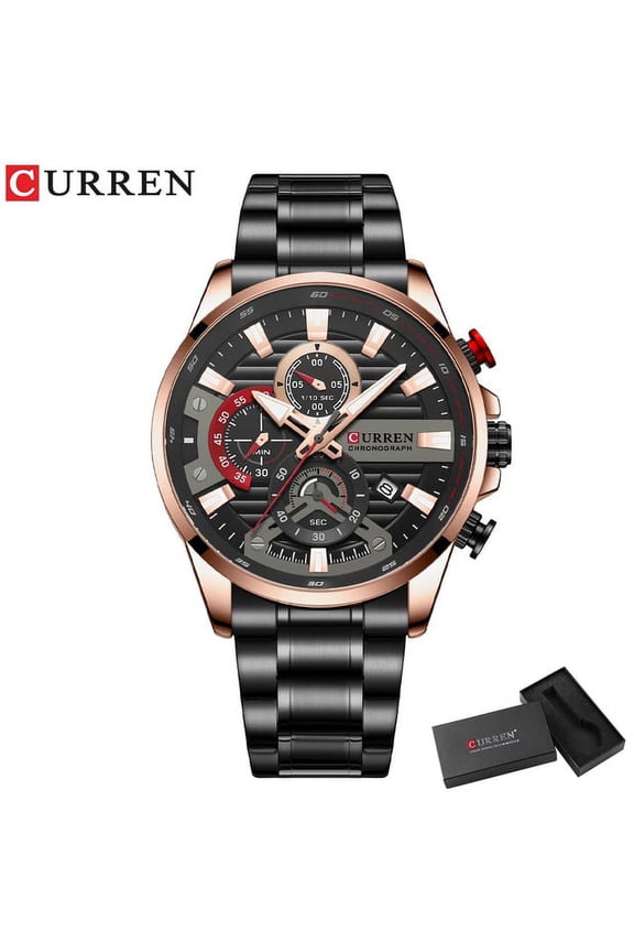 Curren New Blue Multi Function Quartz Watches Sport Stainless Steel Band Wristwatches For Men With Luminous Hands - Quartz Wristwatches