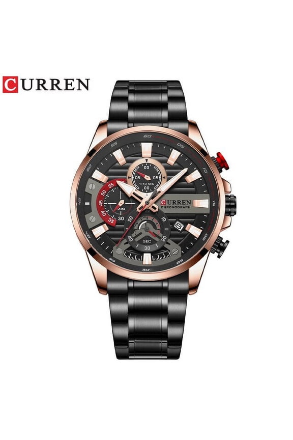 Curren New Blue Multi Function Quartz Watches Sport Stainless Steel Band Wristwatches For Men With Luminous Hands - Quartz Wristwatches