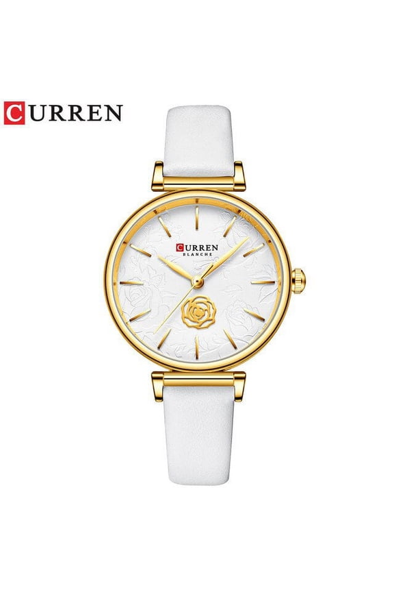 Curren New Charming Clock Women Quartz Leather Beautiful Flower Wristwatches For Elegant Ladies Watches Reloj Mujer - Quartz Wristwatches