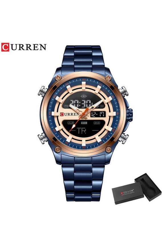 Curren New Fashion Digital Quartz Watches Men Led Display Stainless Steel Wristwatches Chronograph Alarm Male Clock - Quartz Wristwatches
