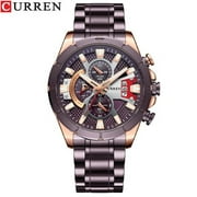 Curren New Fashion Wristwatches For Men Casual Luminous Black Watch Green Face With Stainless Steel Band Chonograph Clock - Quartz Wristwatches